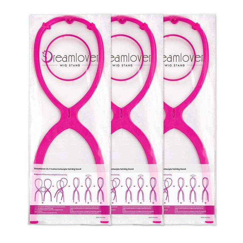 Dreamlover Wig Holder, Multiple Tall Stands for Long Wigs, Hot Pink, 3 Packs - Image 2